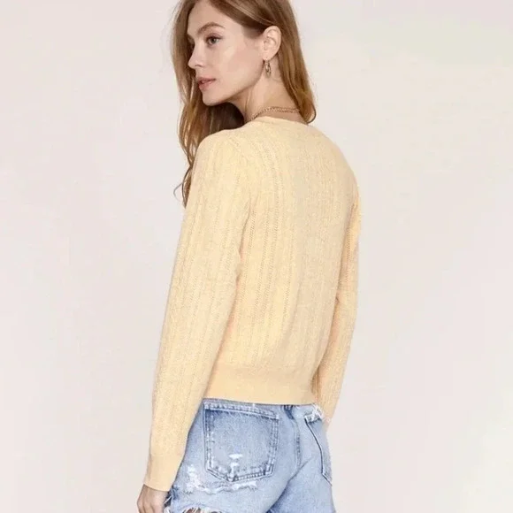 Heartloom Vale Cardi‎ Yellow Button Down Cardigan Sweater - Medium - Picture 2 of 14